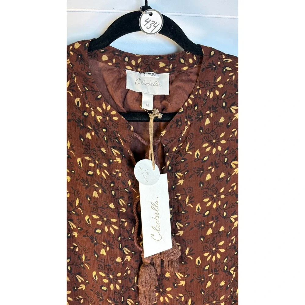 NWT Cleobella Jaslynn Mini Dress in Zadia Block Brown (MSRP: $248) Size Medium